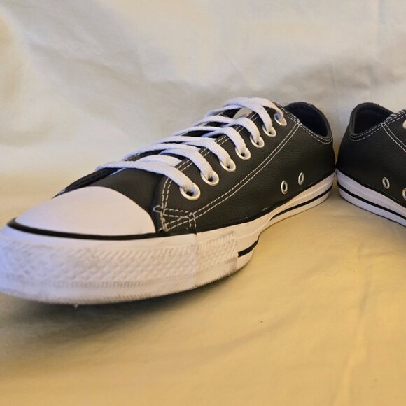 Grey Leather Converse All Stars Low Top Sneakers Men's Size 9 Women's Size 11 - Picture 12 of 12